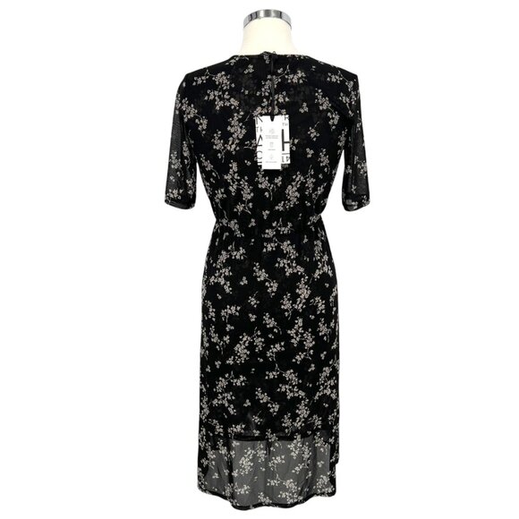 41 Hawthorn Floral A-Line Mesh Dress Black Short Sleeve Size Small NWT - Picture 7 of 11